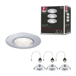 Spot encastré Kit de 3 fixe rond 90mm GU10 max. 3x10W 230V gradable Chrome mat