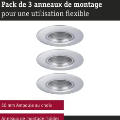 Spot encastré Kit de 3 fixe rond 90mm GU10 max. 3x10W 230V gradable Chrome mat
