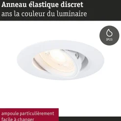 Spot encastré Kit de 3 orientable rond 90mm 30 GU10 max. 3x10W 230V gradable Blanc