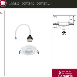 Spot encastré Kit de 3 orientable rond 90mm 30 GU10 max. 3x10W 230V gradable Blanc