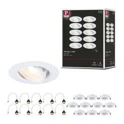 Spot encastré Kit de 10 orientable rond 90mm 30 GU10 max. 10x10W 230V gradable Blanc