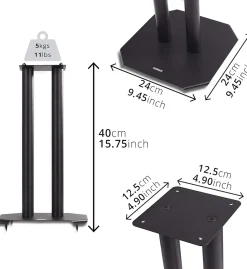 SPS1022-40 Pieds enceintes 40 cm lestables avec du sable Cônes anti vibrations Set de 2 pour hifi stéréo home cinema Duronic