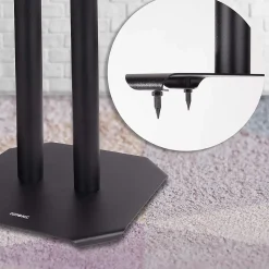 SPS1022-60 Pieds enceintes 60 cm lestables avec du sable Cônes anti vibrations Set de 2 pour hifi stéréo home cinema Duronic
