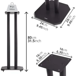 SPS1022-60 Pieds enceintes 60 cm lestables avec du sable Cônes anti vibrations Set de 2 pour hifi stéréo home cinema Duronic