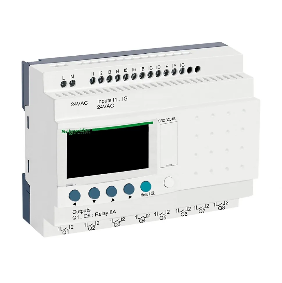 Sr2b201b Schneider - Automate Relais Intelligent Compact Zelio Logic - 20 E S - 24 Vca - Horloge + Afficheur