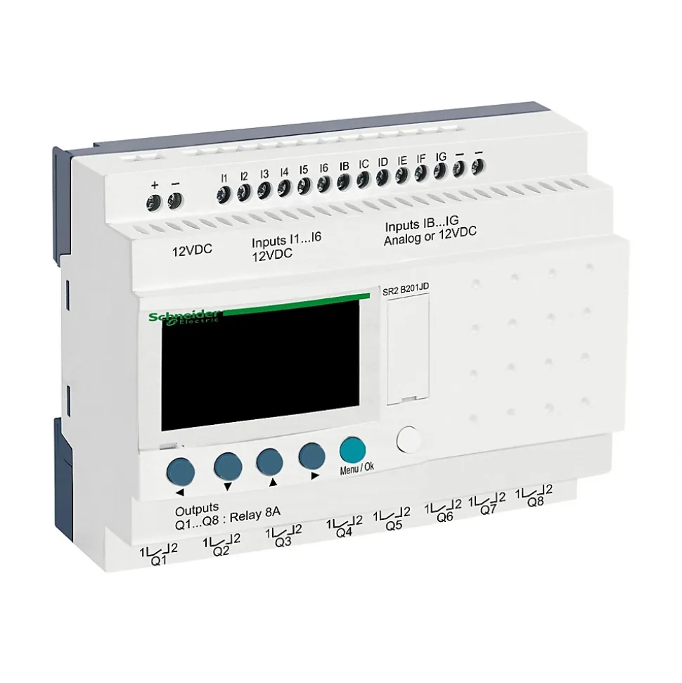 Sr2b201jd Schneider - Automate Zelio Logic - Relais Intelligent 20 E/s 12vcc - Horloge + Afficheur