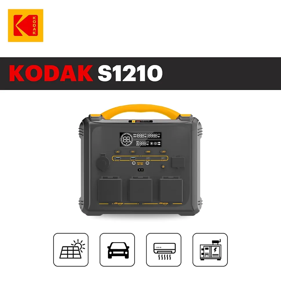 Station Électrique Portable KODAK S1210 - Batterie LiFePO4 1102Wh - Recharge Rapide - Générateur Solaire Puissant et Compact