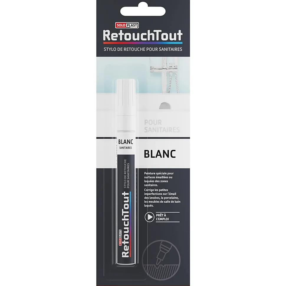 Stylo retouche sanitaires Retouchtout coloris blanc 10ml Soloplast