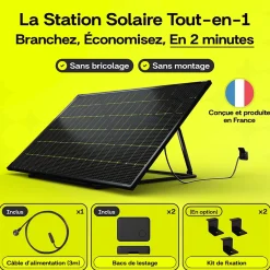 Sunology PLAY2, Kit 3 panneaux solaires complet 1380W bifacial, 3 Stations solaire livrées assemblées, installation sol ou mur