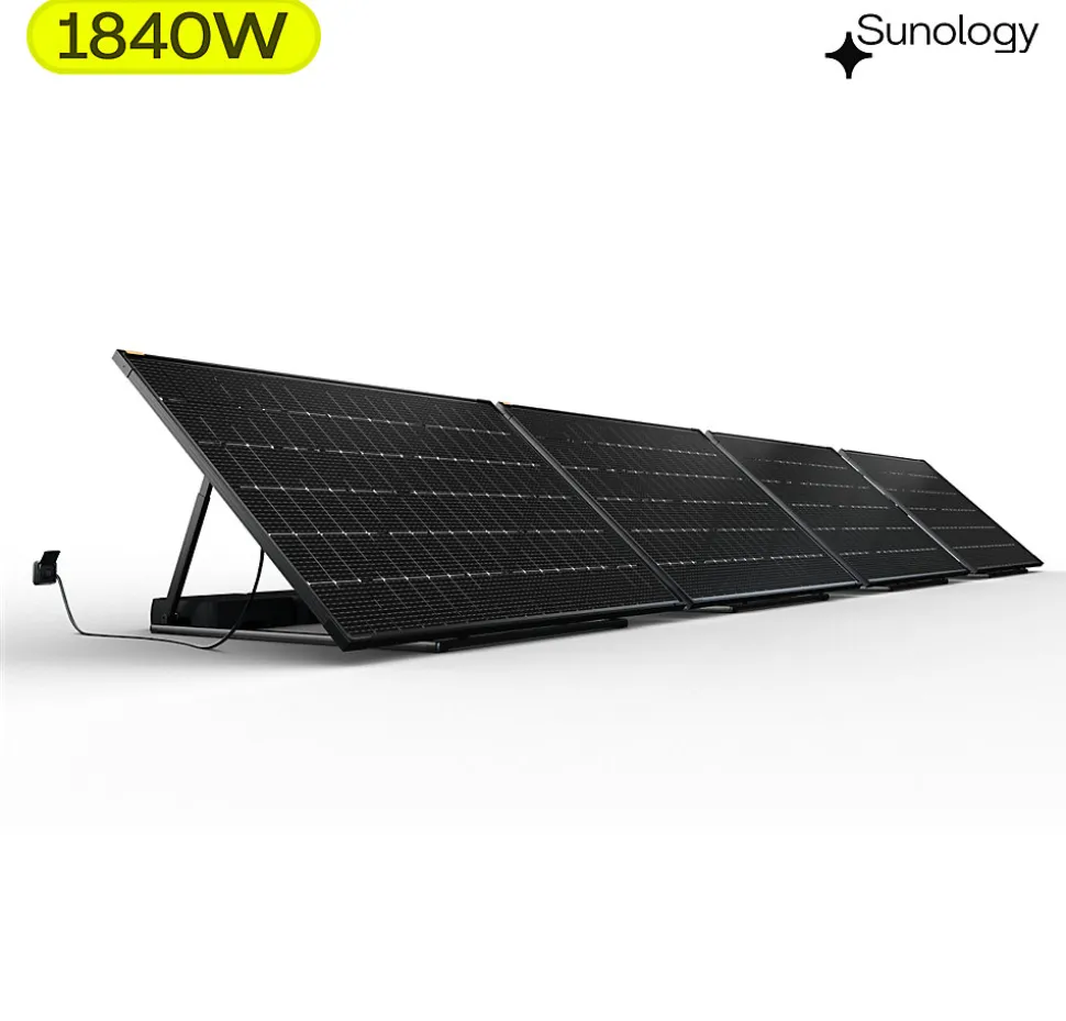 Sunology PLAY2, Kit 4 panneaux solaires complet 1840W bifacial, 4 Stations solaire livrées assemblées, Installation sol ou mur