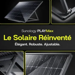 Sunology PLAY Max, Panneau solaire 450W bifacial avec batterie hybride & modulaire 700Wh, Station solaire livrée assemblée