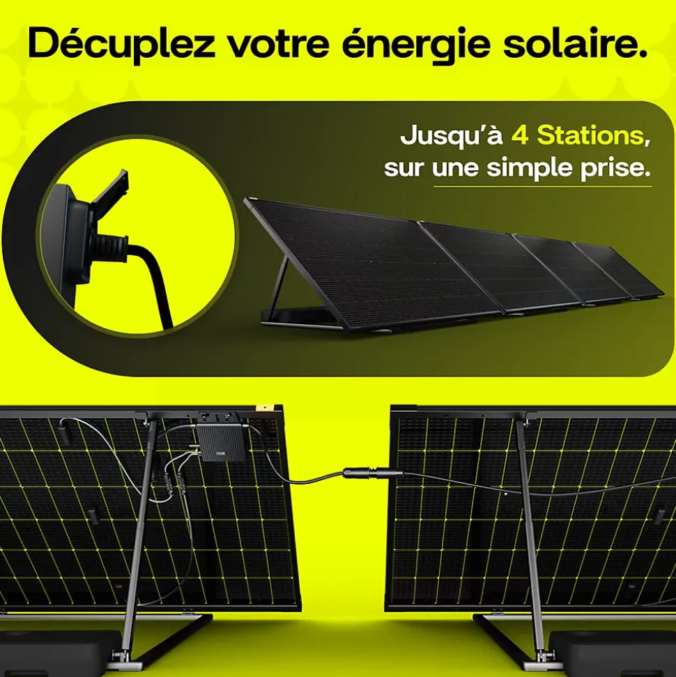 Sunology PLAY2, Panneau solaire complet 460W bifacial, Station solaire livrée assemblée, Installation sol ou mur