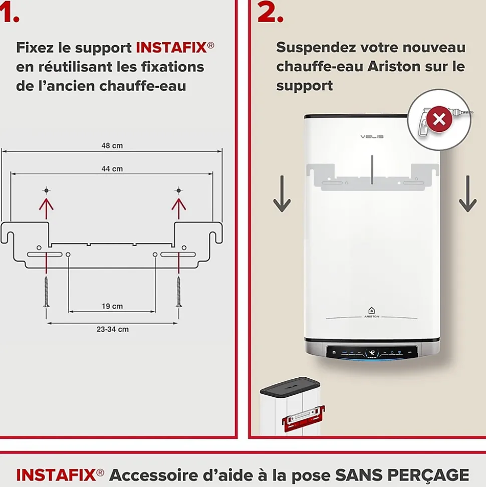 Support mural de fixation Instafix pour chauffe-eau - Ariston