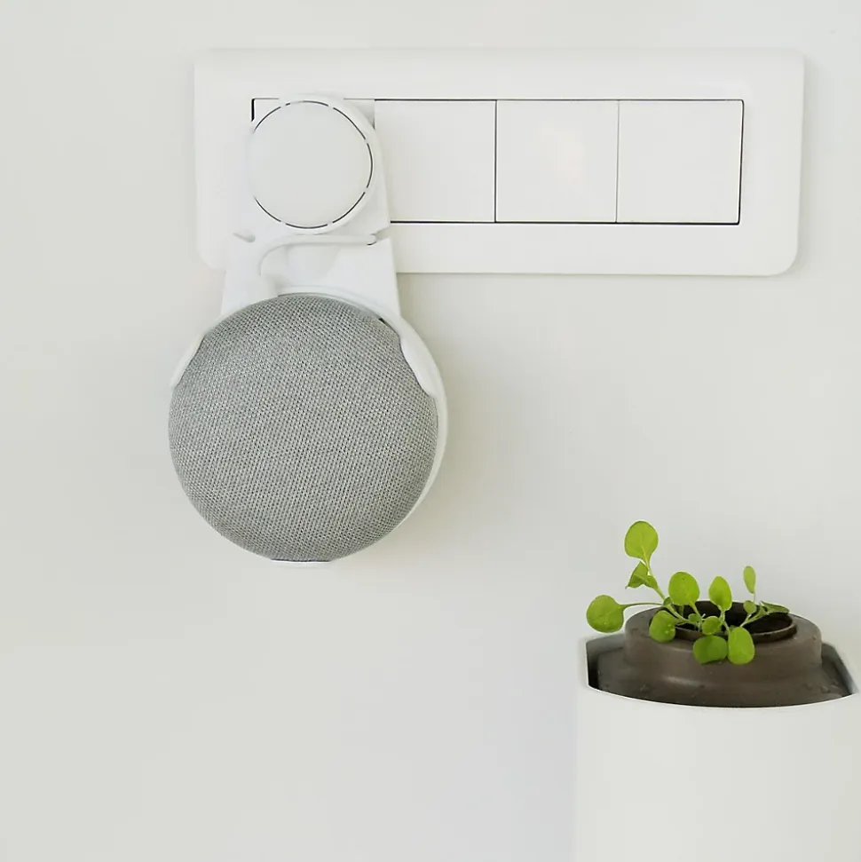 Support mural PlugnSay pour Google Home mini en plastique blanc