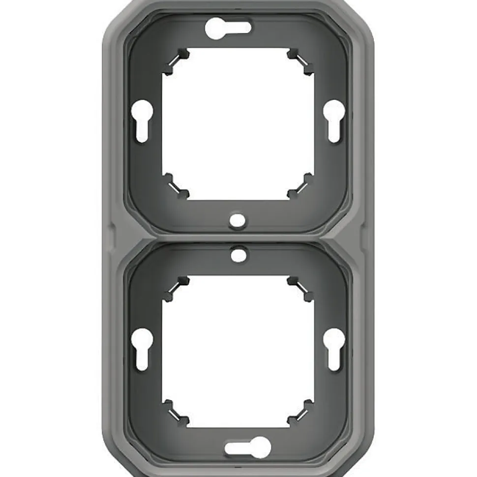 Support plaque étanche encastré - Plexo - LEGRAND - Gris - 2 postes horizontaux ou verticaux
