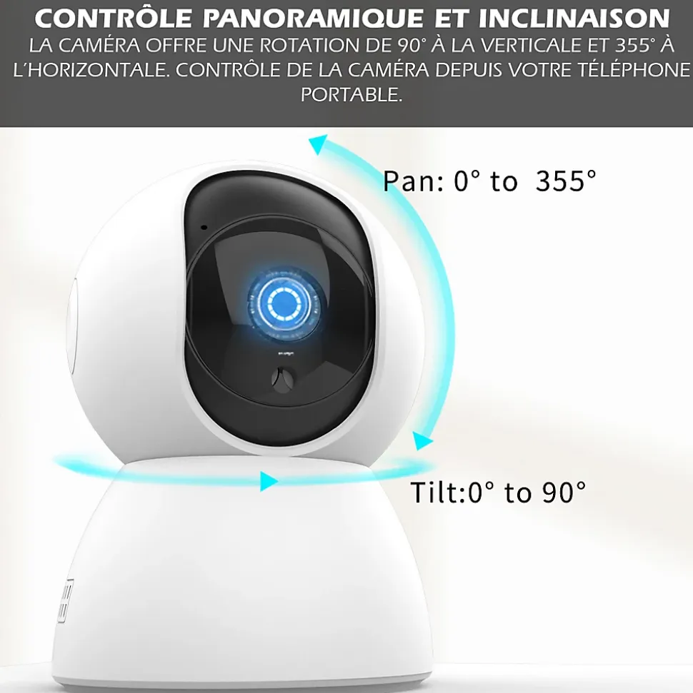 Système d'alarme connecté Caméra rotative 4MP avec Sirène intégrée