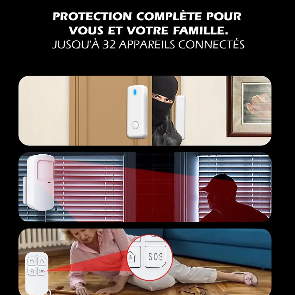 Système d'alarme étendu connecté Caméra rotative 4MP avec Sirène intégrée
