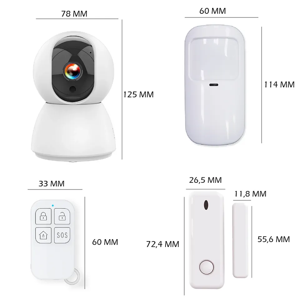 Système d'alarme étendu connecté Caméra rotative 4MP avec Sirène intégrée