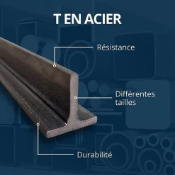 Té acier 40x40 ep 5 mm, Longueur : 1 metre - Comment Fer