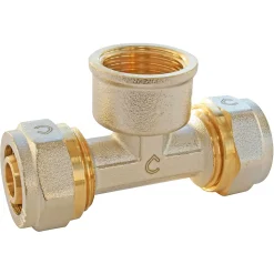 Té femelle à compression pour tube Multicouche Ø20 - femelle au centre 15/21