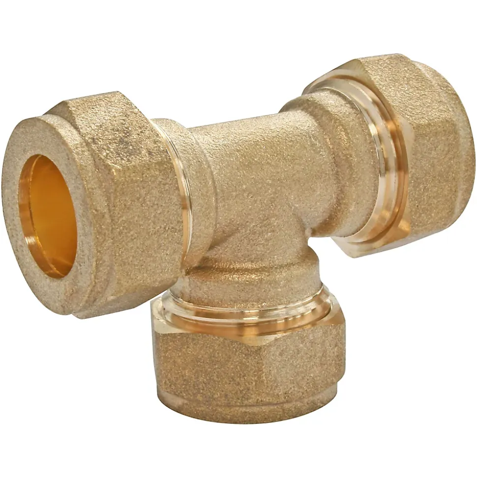 Té égal bicône à bague laiton pour tube cuivre Ø12
