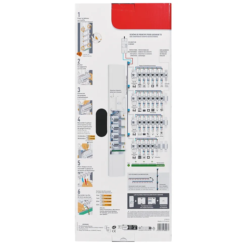 Tableau électrique à équiper 4 rangées - 52 modules Legrand