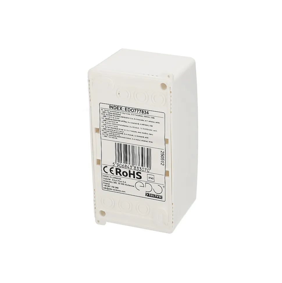 Tableau électrique apparent S4 avec fenêtre sans couvercle blanc IP20 avec rail DIN EDO777834