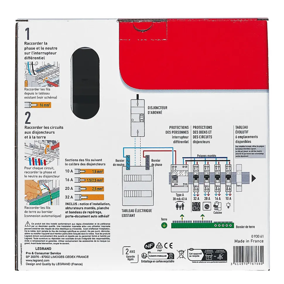 Tableau électrique pré-équipé et pré-câblé 1 rangée Legrand - 13 modules (5 inclus)