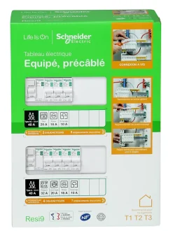 Tableau électrique pré-équipé et pré-câblé T1 au T3 - 2 rangées - 26 modules (11 inclus) Schneider Electric Resi9 XP