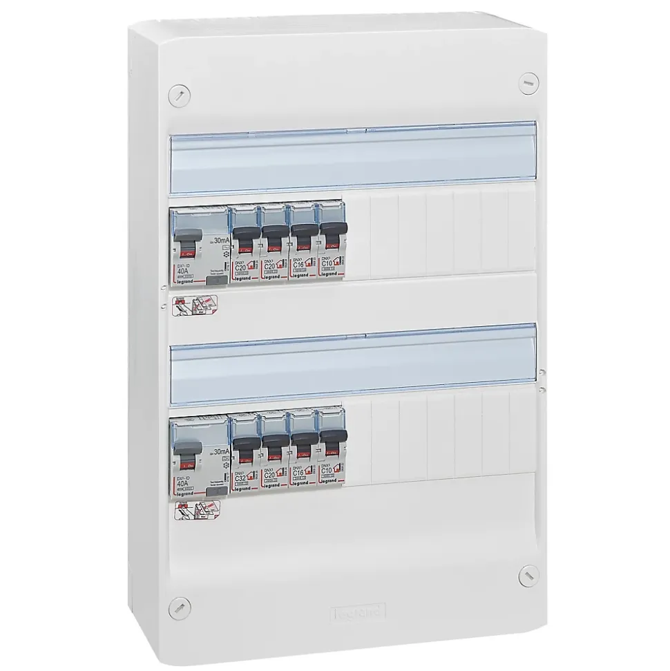 Tableau électrique pré-équipé et pré-câblé 2 rangées Legrand - 26 modules (10 inclus)