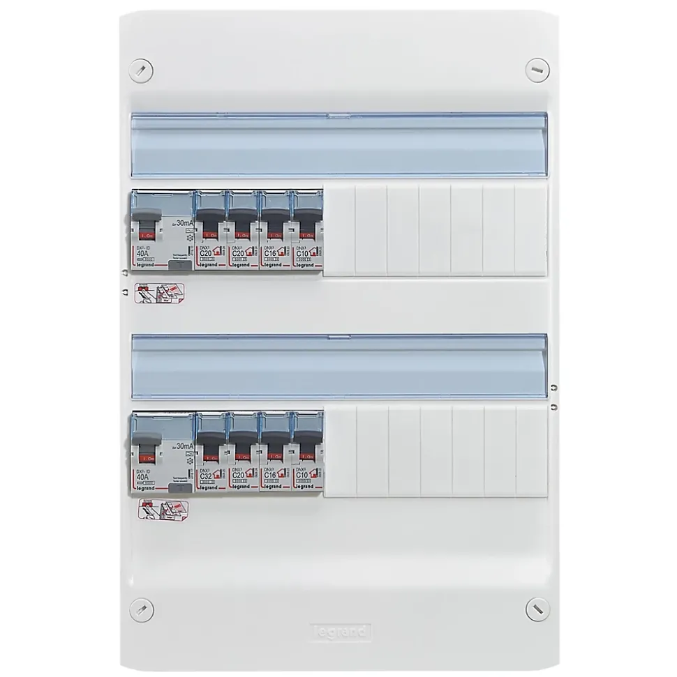 Tableau électrique pré-équipé et pré-câblé 2 rangées Legrand - 26 modules (10 inclus)