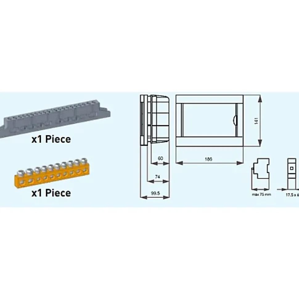 Tableau nu encastrable 6 modules Panasonic porte opaque