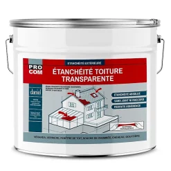 Étanchéité transparente polyuréthane - Résine d'étanchéité transparente toiture, véranda, verrière, serre PROCOM-10 litres-Transpa