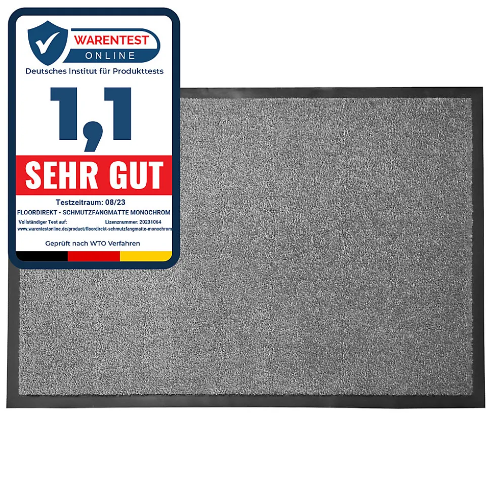 Tapis de Porte Paillasson d'entrée Monochrom Gris argent 60 x 180 cm
