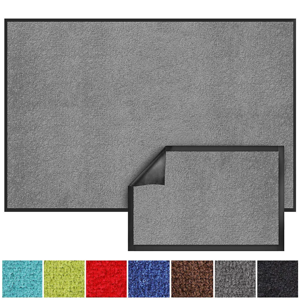 Tapis de Porte Paillasson d'entrée Monochrom Gris argent 60 x 180 cm
