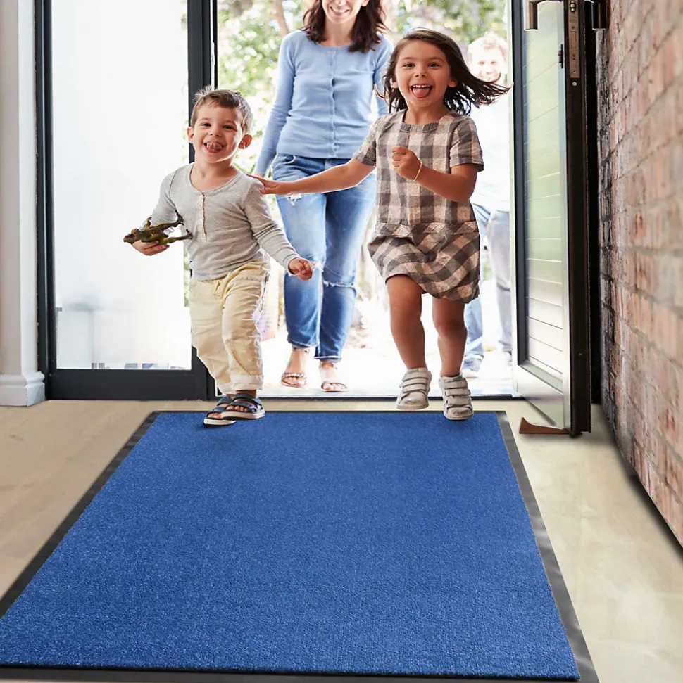 Tapis de Porte Paillasson d'entrée Monochrom Bleu 135 x 200 cm