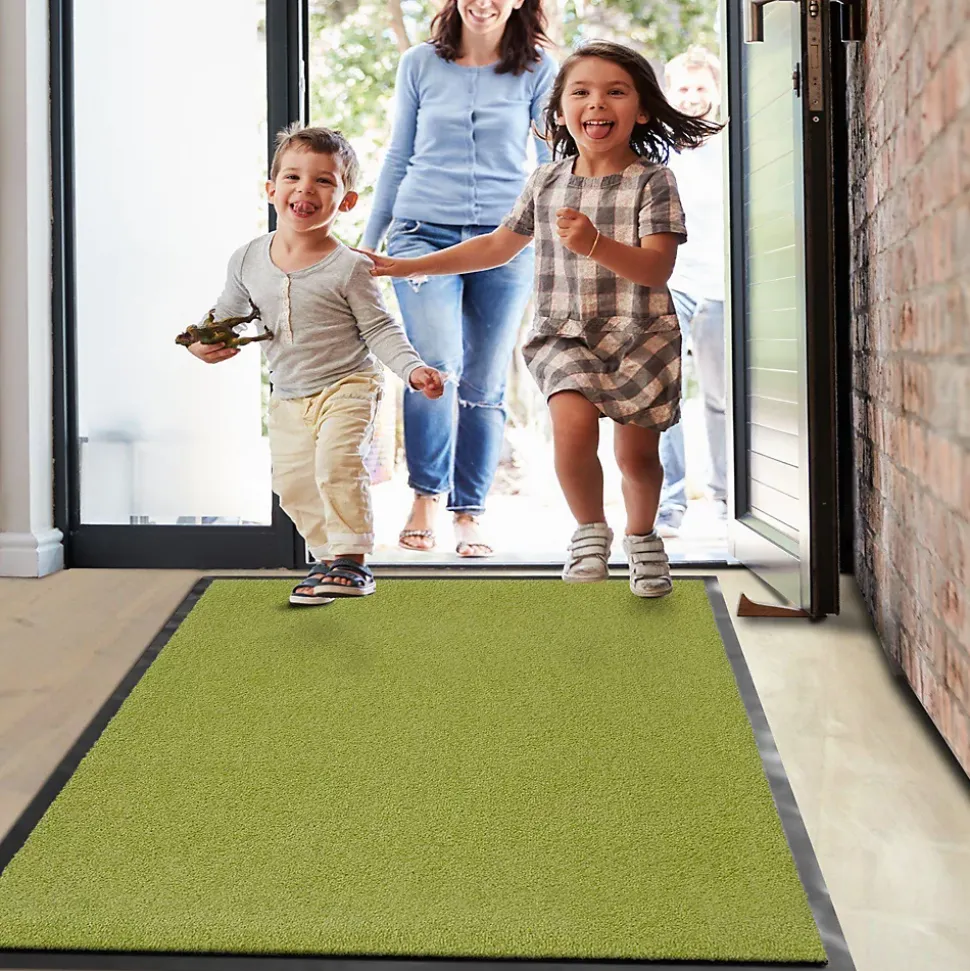 Tapis de Porte Paillasson d'entrée Monochrom Vert citron 90 x 150 cm