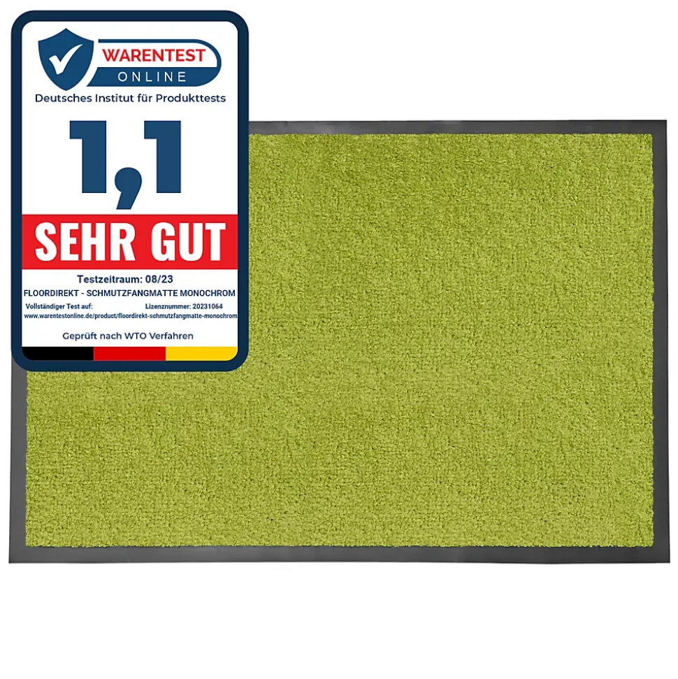 Tapis de Porte Paillasson d'entrée Monochrom Vert citron 90 x 150 cm
