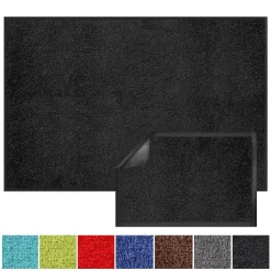 Tapis de Porte Paillasson d'entrée Monochrom Noir 200 x 200 cm