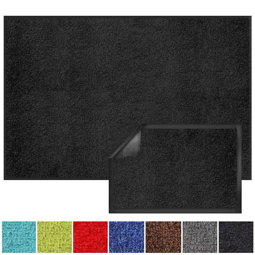 Tapis de Porte Paillasson d'entrée Monochrom Noir 200 x 200 cm