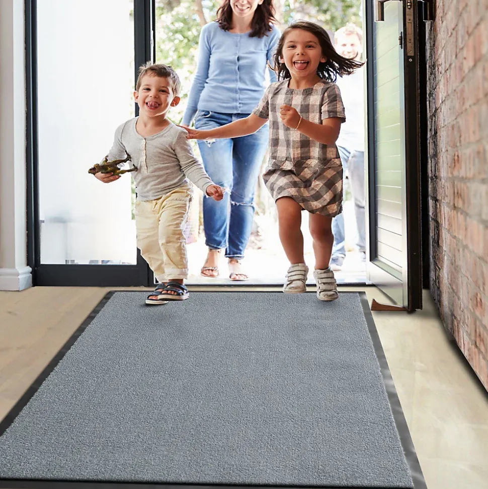 Tapis de Porte Paillasson d'entrée Monochrom Gris argent 40 x 60 cm