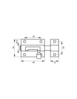 Targette, inox, pêne diamètre 6mm, 26x38mm - THIRARD