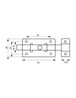 Targette pêne plat pour porte d'ameublement, 75mm, inox - THIRARD