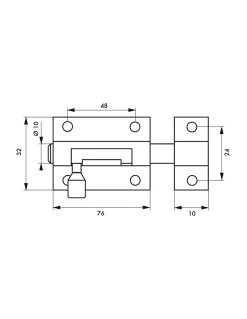Targette pour meuble, nickel satin, 75mm, nickel satin, pêne rond - SP
