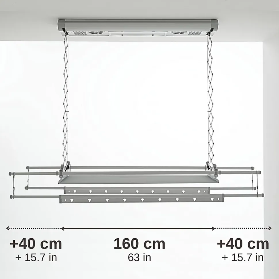 Étendoir électrique plafond alu 160x57x30cm Foxydry Air 150