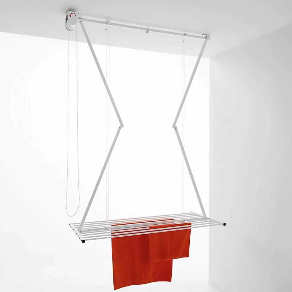 Étendoir manuel plafond blanc 128x54x25cm alu Foxydry Mini 120