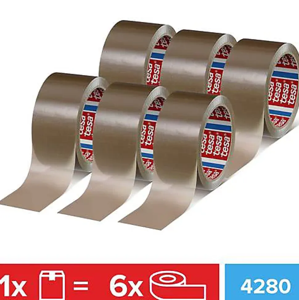 tesa tesapack 4280 PP 04280-00040-00 Ruban adhésif d'emballage transparent 50 mm x 66 m, pack de 6