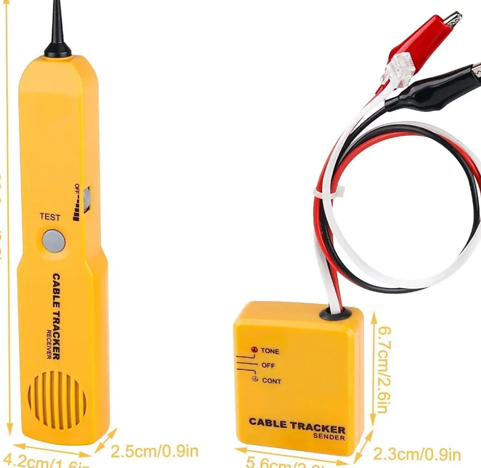 Testeur de circuit. traceur de fils cable reseau RJ-11 generateur tonalite L.25 x L.12 x H.4 cm GBST-CT100 - GOBESTY