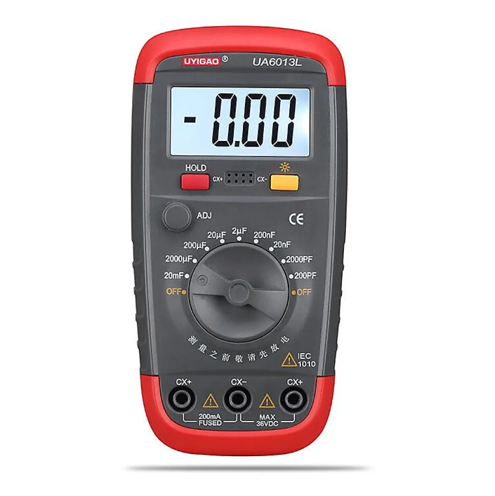 Testeur de condensateur, multimètre numérique de capacité avec rétroéclairage LCD et boîtier de sécurité avec affichage