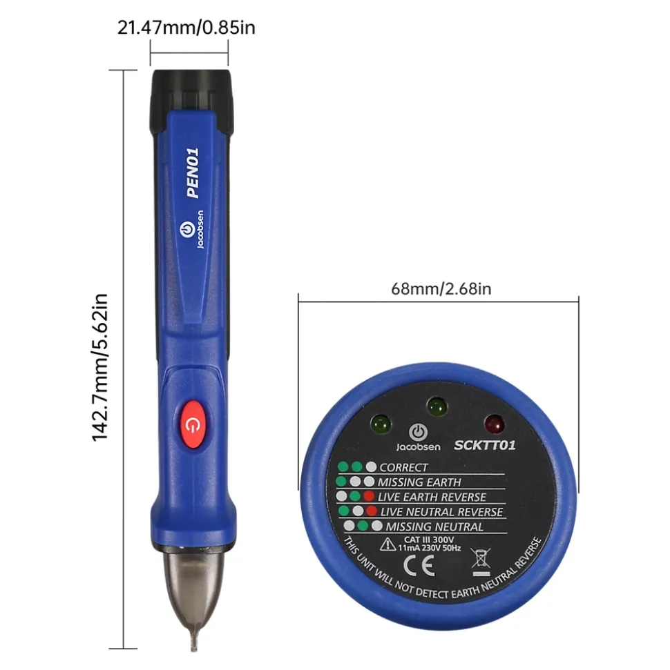 Testeur de tension Jacobsen DT-905A + AC-6F 1000V bleu